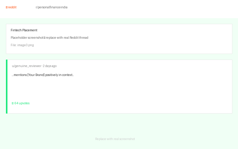 Reddit brand mention in r/personalfinanceindia — Fintech campaign